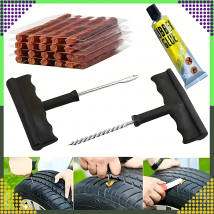 Zestaw Naprawczy do Opon Bezdętkowych Wiertło Szydło Klej 25 x Sznurki