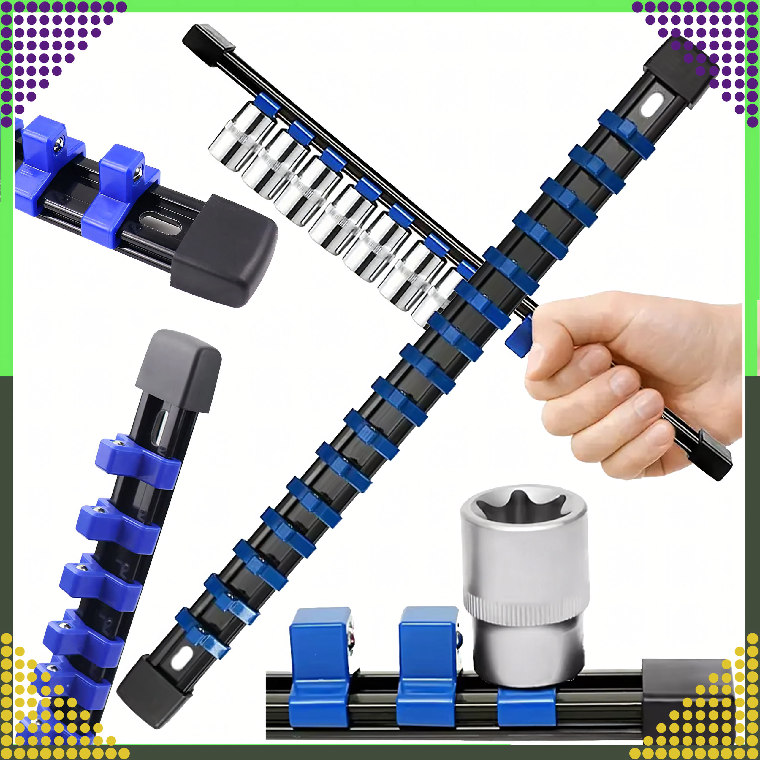 Organizer Szyna Klips Listwa Uchwyt na Nasadki Klucze Nasadowe 1/4 16 ele - obrazek 4