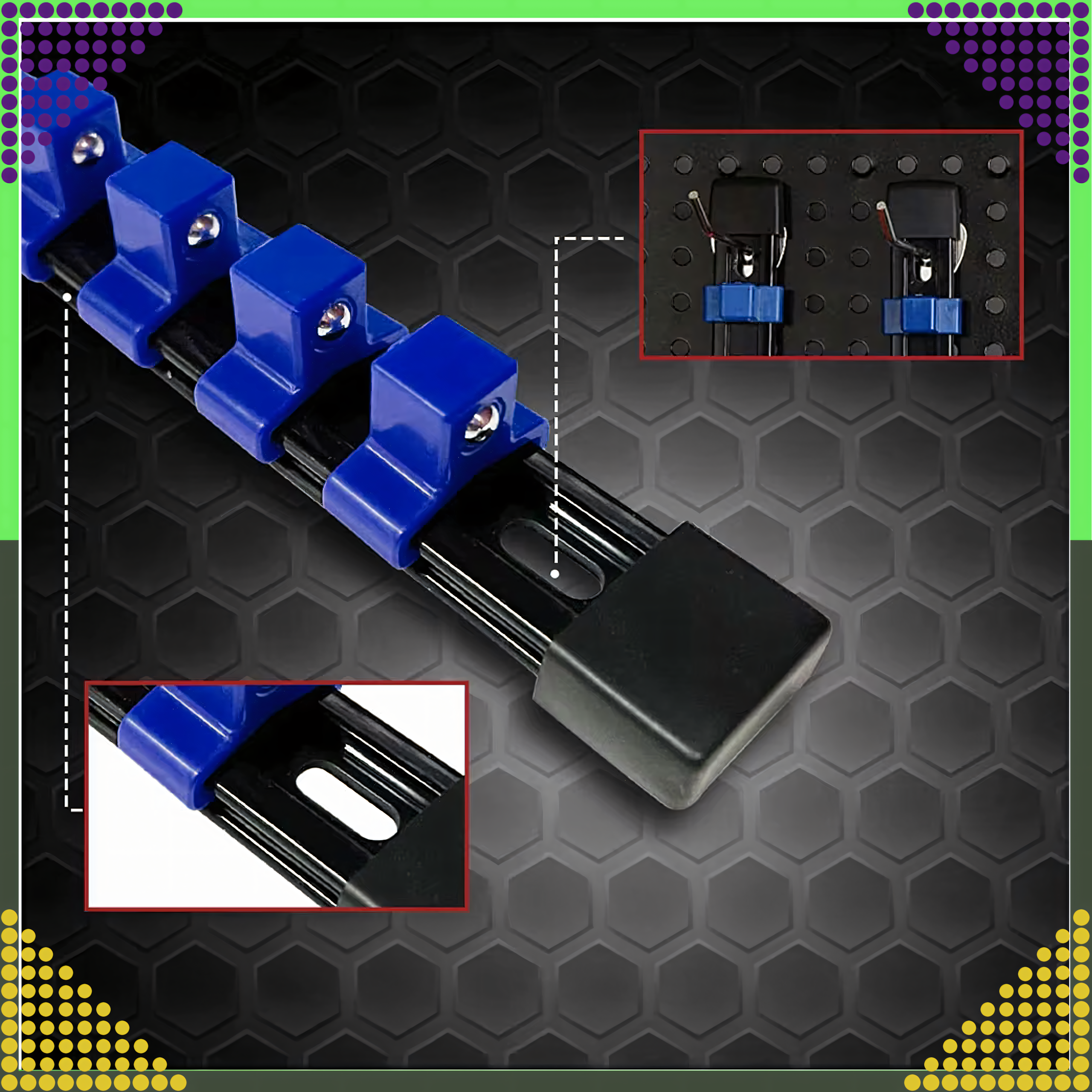 Organizer Szyna Klips Listwa Uchwyt na Nasadki Klucze Nasadowe 1/4 16 ele - obrazek 6