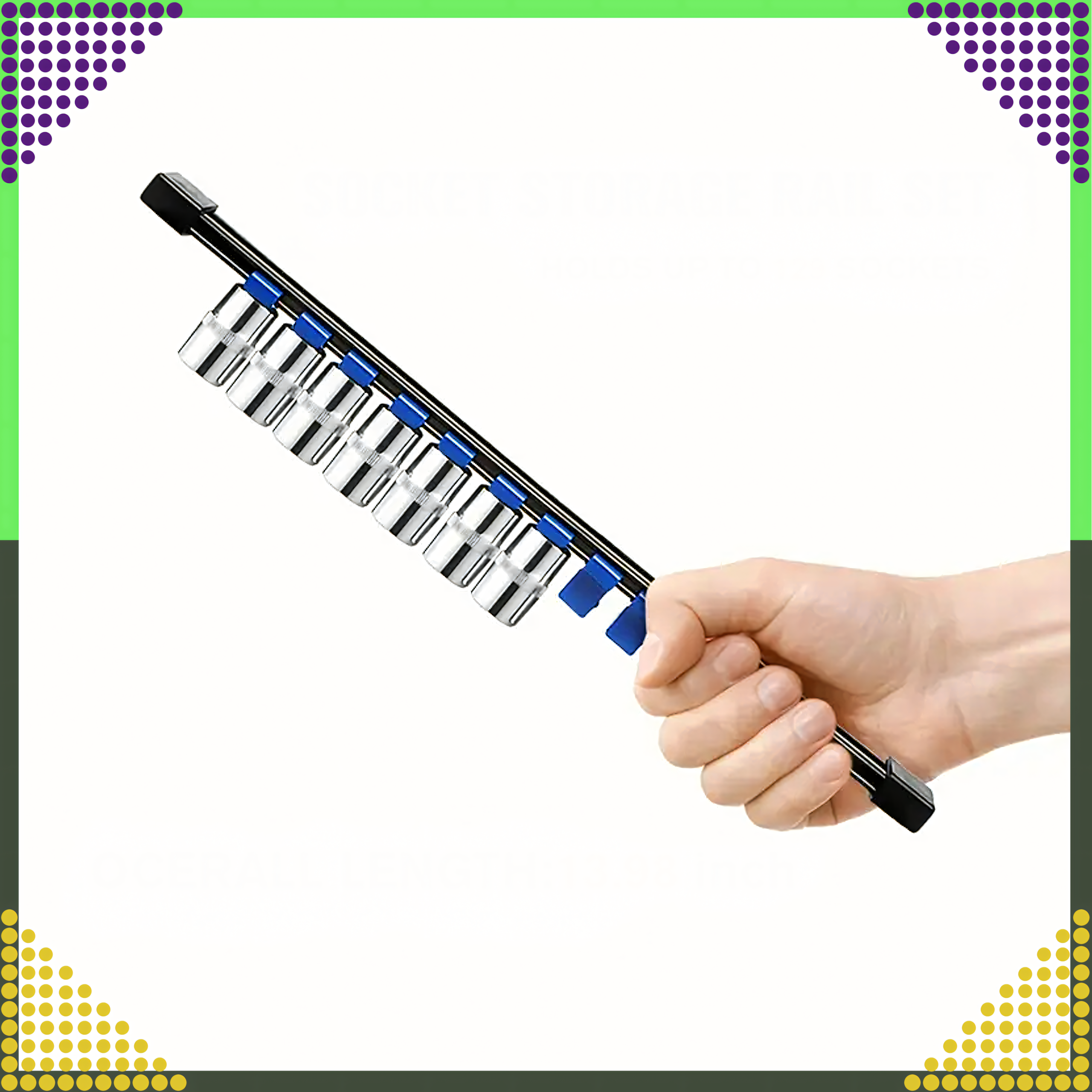 Organizer Szyna Klips Listwa Uchwyt na Nasadki Klucze Nasadowe 1/4 16 ele - obrazek 7