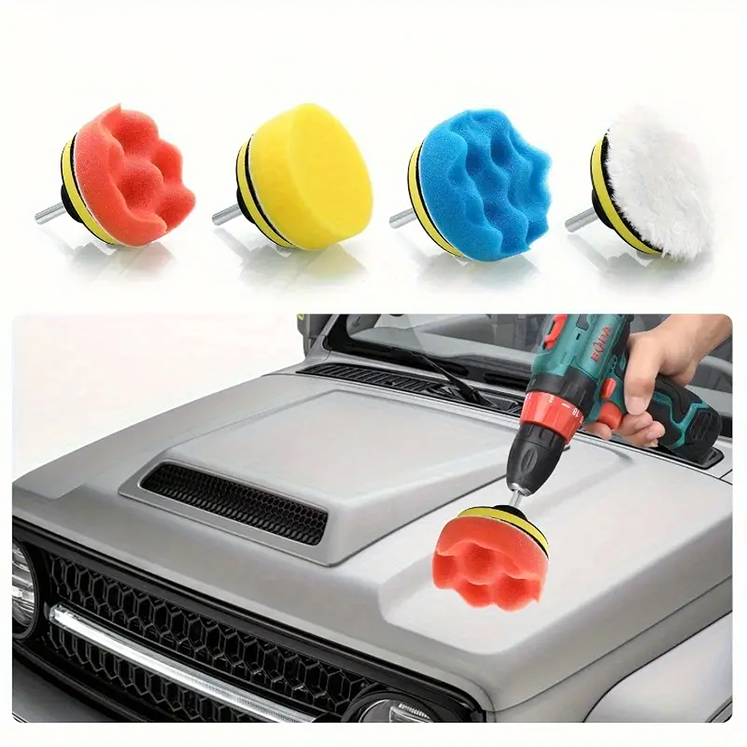 Zestaw Gąbek Padów Polerskich Pady na Wiertarkę Polerkę do Polerowania - obrazek 11