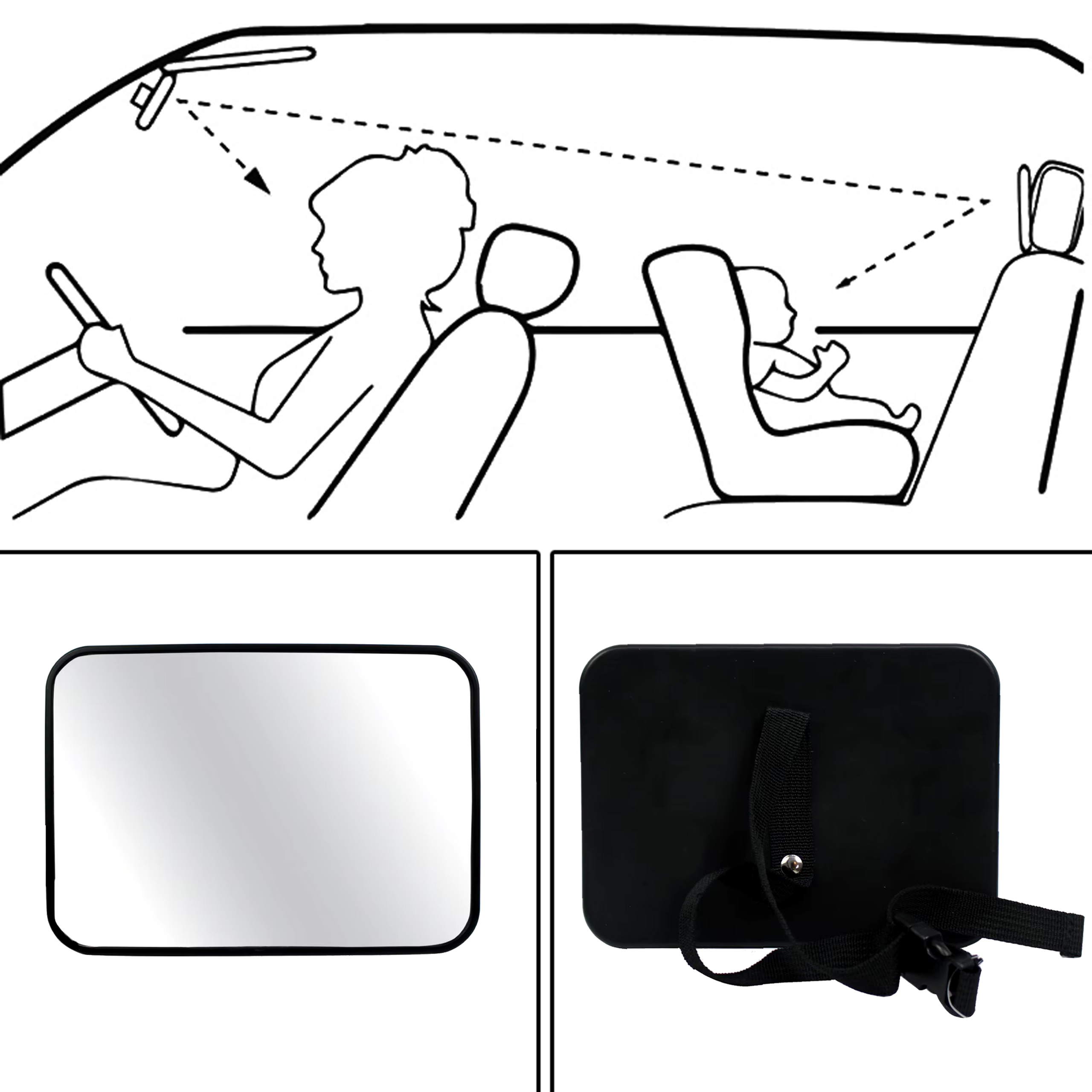 Lusterko do Obserwacji Dziecka w Samochodzie Aucie Regulowane na Zagłówek - obrazek 8