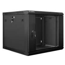 Szafa jednosekcyjna Lanberg WF01-6609-10B (9U; 500mm / 600mm / 600 mm; wisząca; Szklane; 19”; kolor czarny)