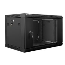Szafa jednosekcyjna, zamykana na zamek Lanberg WF01-6406-10B (6U; 368mm / 600mm / 450 mm; wisząca; Szklane; 19”; kolor czarny)
