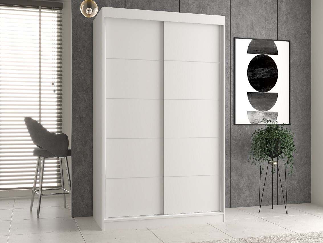 Szafa z drzwiami przesuwnymi i ozdobnymi szprosami IGA 120x61xH200 biel - obrazek 4