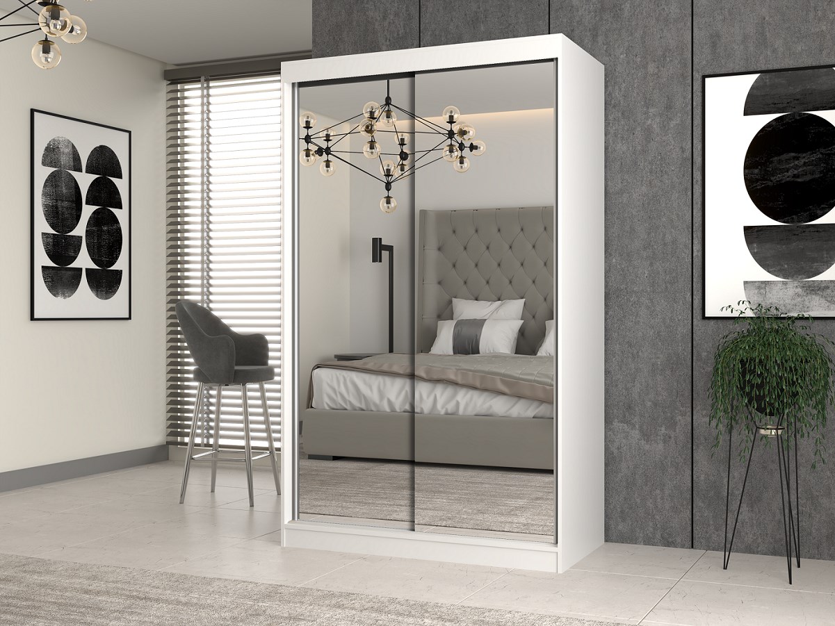 Szafa z drzwiami przesuwnymi z 2 lustrami IGA 120x61xH200 biel - obrazek 3