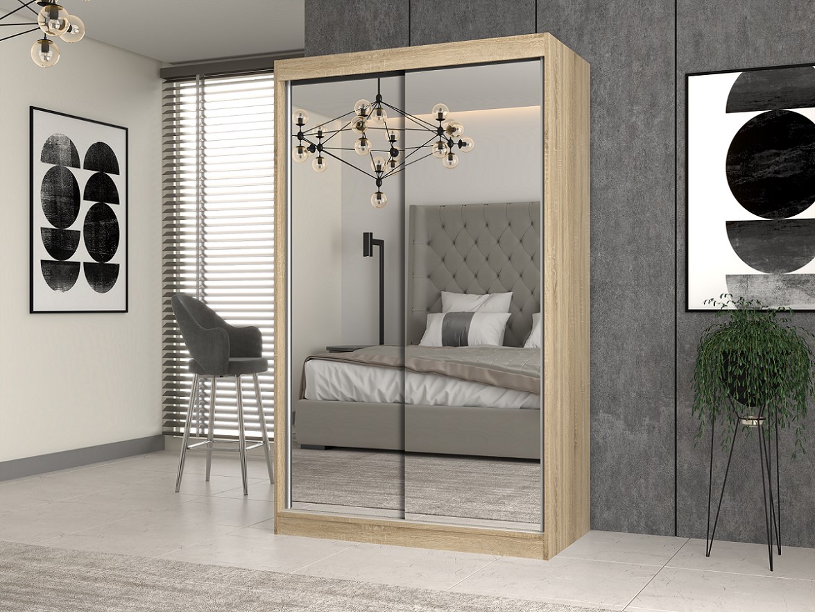 Szafa z drzwiami przesuwnymi z 2 lustrami IGA 120x61xH200 sonoma - obrazek 3