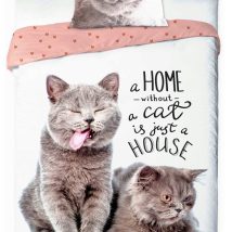 Pościel młodzieżowa 015 BEST FRIENDS KOTY komplet 140x200cm + poduszka 70x90cm