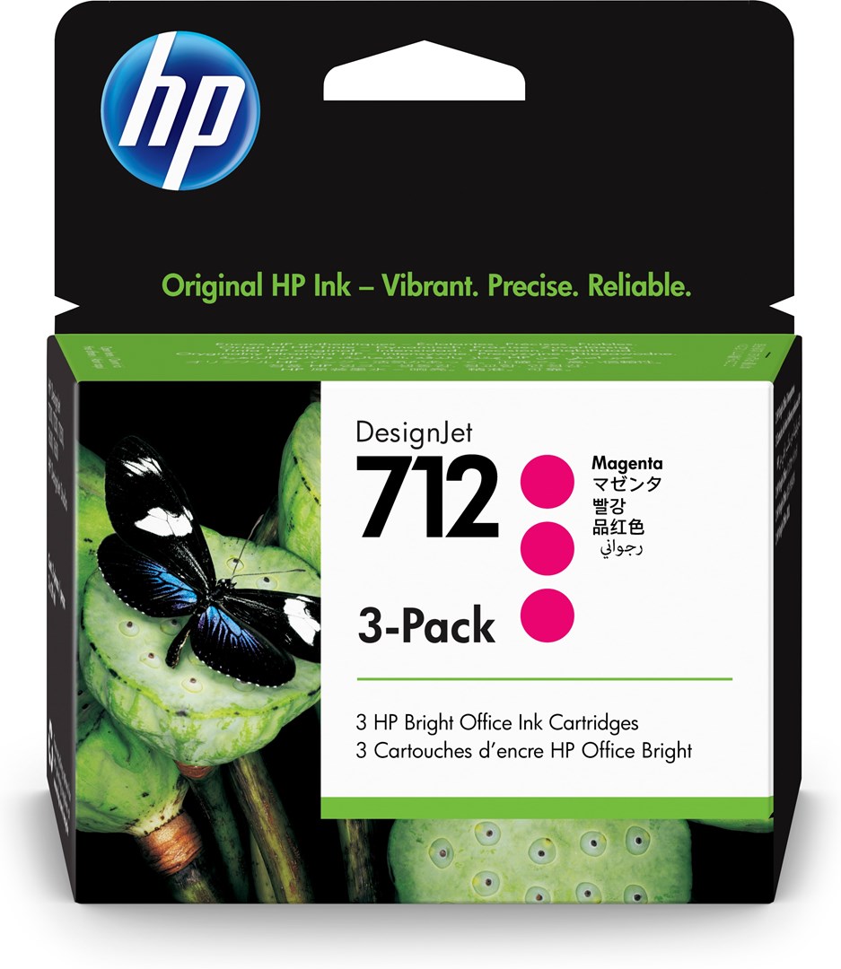 HP Zestaw 3 purpurowych wkładów atramentowych 712 DesignJet 29 ml - obrazek 4