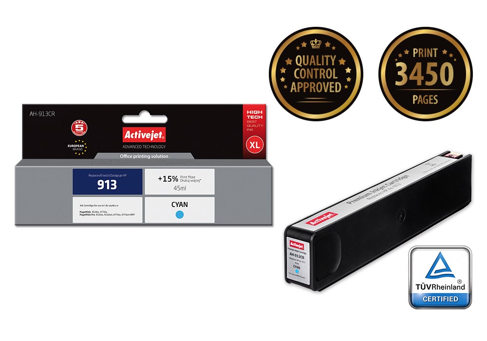 Activejet AH-913CR Tusz (zamiennik HP 913 F6T77AE; Premium; 45 ml; niebieski) - obrazek 3