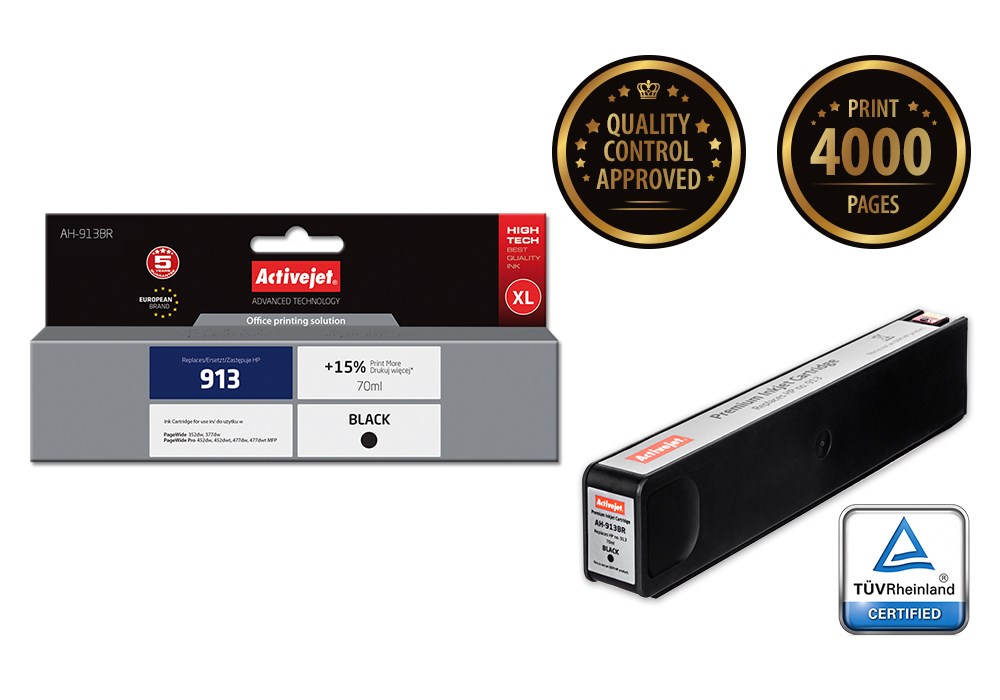 Activejet AH-913BR Tusz (zamiennik HP 913 L0R095AE; Premium; 70 ml; czarny) - obrazek 3