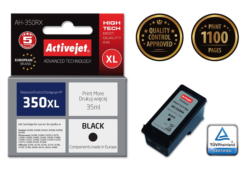 Activejet AH-350RX Tusz (zamiennik HP 350XL CB336EE; Premium; 35 ml; czarny) - obrazek 3