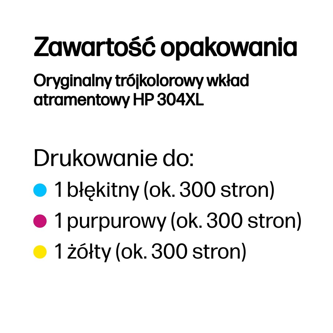 HP Oryginalny trójkolorowy wkład atramentowy 304XL - obrazek 4