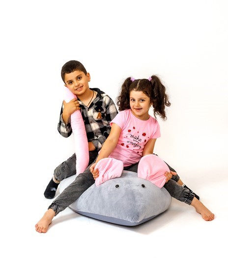 Pufa worek sako MYSZ szary-różowy L 110x80 - obrazek 3