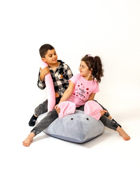 Pufa worek sako MYSZ szary-różowy L 110x80 - obrazek 4