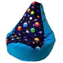 Pufa worek sako GRUSZA DRUK niebieski-planety L 105×80