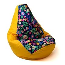 Pufa worek sako GRUSZA DRUK żółty-kwiat L 105×80