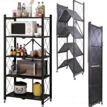 Regał składany na kółkach FS005 72x34xH163 czarny