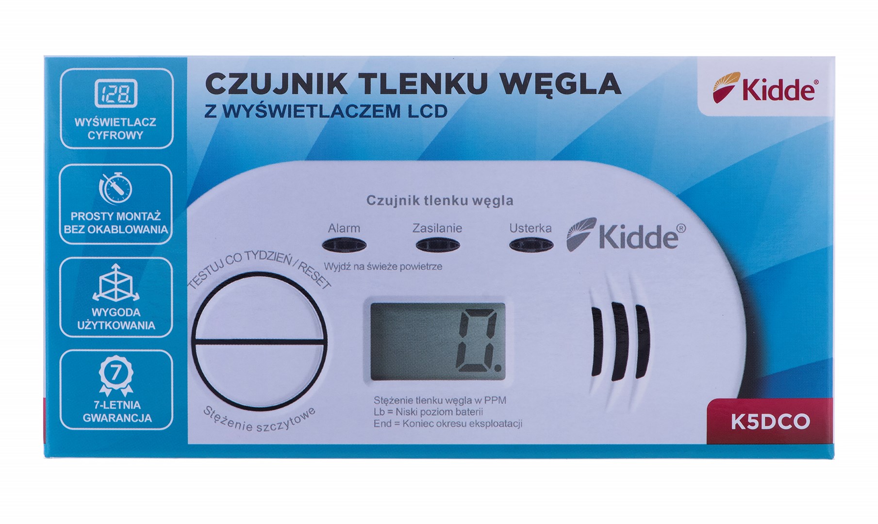 Czujnik tlenku węgla LCD K5DCO Kidde - obrazek 3