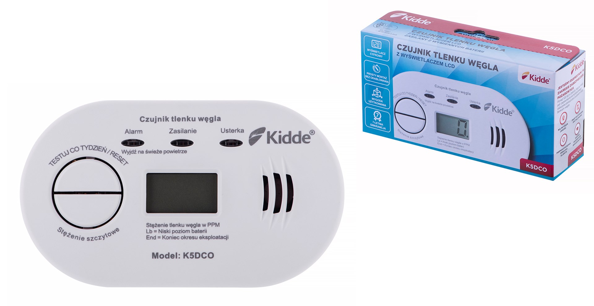 Czujnik tlenku węgla LCD K5DCO Kidde - obrazek 4