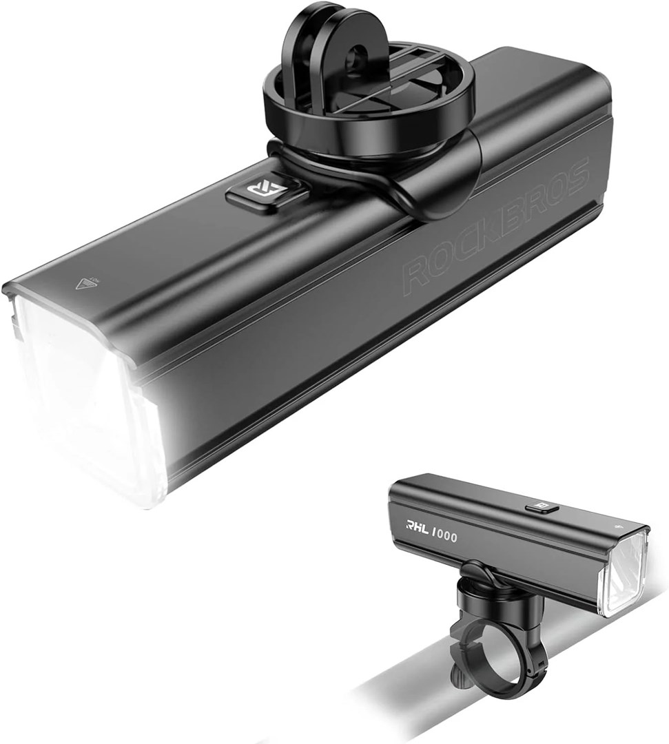 Lampka rowerowa przednia Rockbros 24610002001 1000 lm + kabel USB-C - USB-A - czarna - obrazek 3