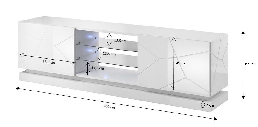 Szafka RTV QIU 200 MDF biały połysk/ biały połysk - obrazek 4