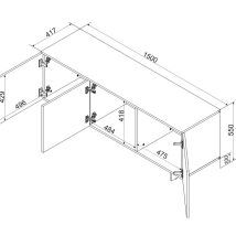 Szafka RTV 3D ALMA 150×41,5xH55 kaszmir