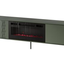 Szafka RTV EF + kominek czarny TRESSE 180x40x54,5 zieleń mat