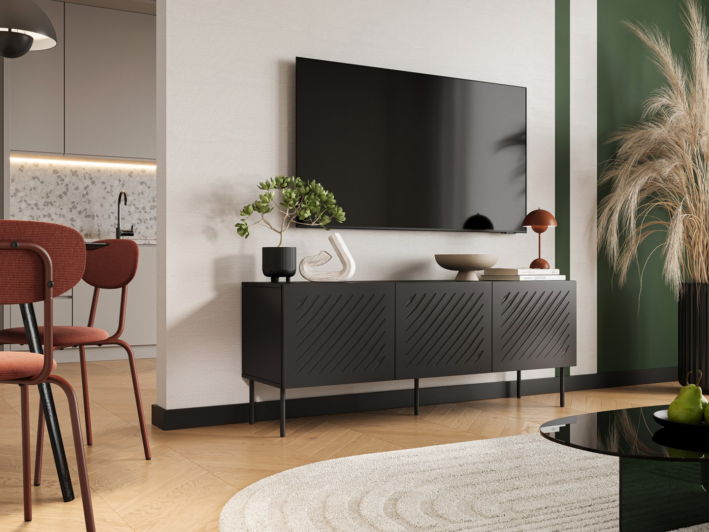 Szafka RTV SIENA 150,5x40x60 czarny mat - obrazek 4