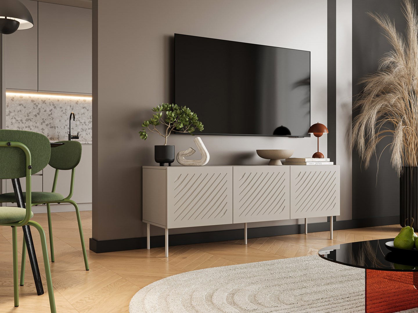 Szafka RTV SIENA 150,5x40x60 kaszmir mat - obrazek 4