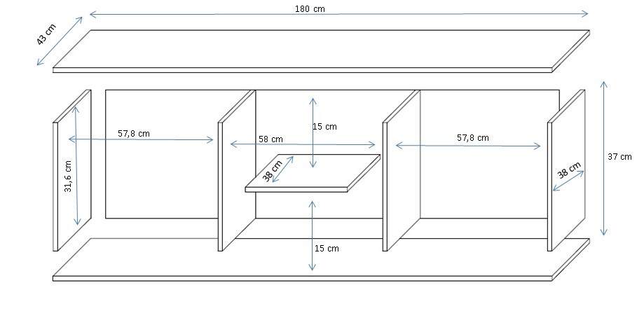 Szafka RTV SOHO 180 biały/ czarny połysk - obrazek 4