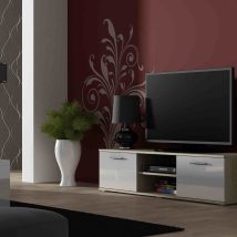 Szafka RTV SOHO 140 dąb sonoma/ biały połysk