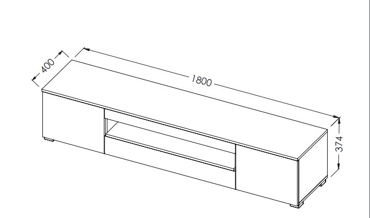 Szafka RTV VIVA 180 czarny/ czarny połysk+ biały - obrazek 4