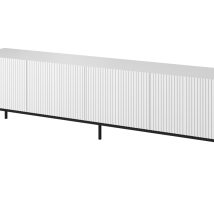 Szafka RTV PAFOS na czarnym stelażu ze stali 200x40x60 biały mat