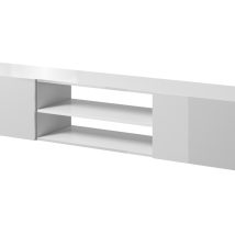 Szafka RTV SLIDE 200K 200x40xH37 cała w białym połysku