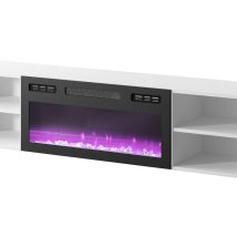 Szafka RTV POLO 180x33x39 biały + kominek czarny