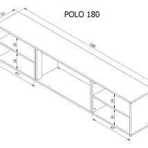 Szafka RTV POLO 180x33x39 czarny + kominek czarny