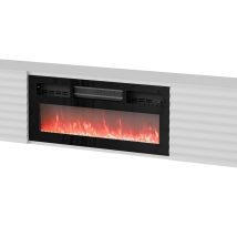 Szafka RTV TULA 183x35x37 biały mat + czarny kominek