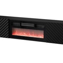 Szafka RTV LARA 183x35x37 czarny mat + czarny kominek