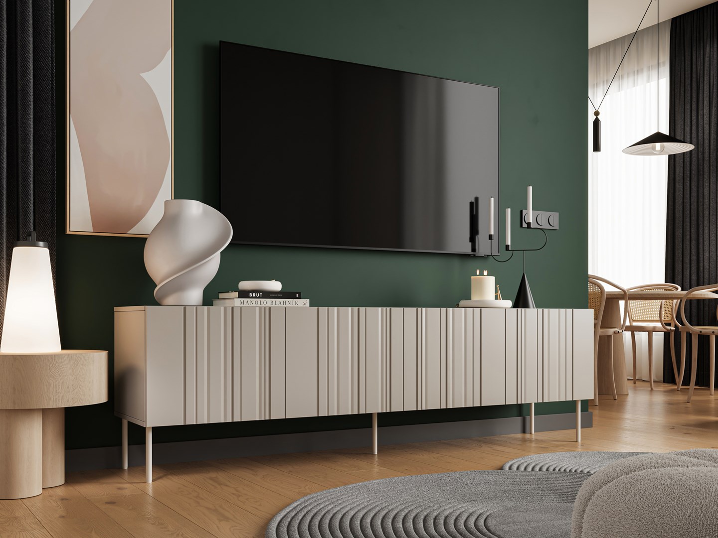 Szafka RTV ISLA 200x40x60 kaszmir mat - obrazek 4