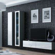 Szafka RTV VIGO '140′ 30/140/40 szary/ biały połysk