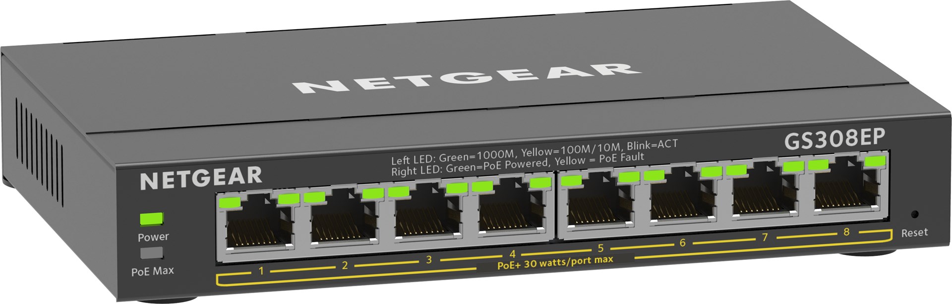 Switch Netgear GS308EP-100PES 8p PoE 62W (PoE+: 8p) Unmanaged Gigabit - obrazek 4