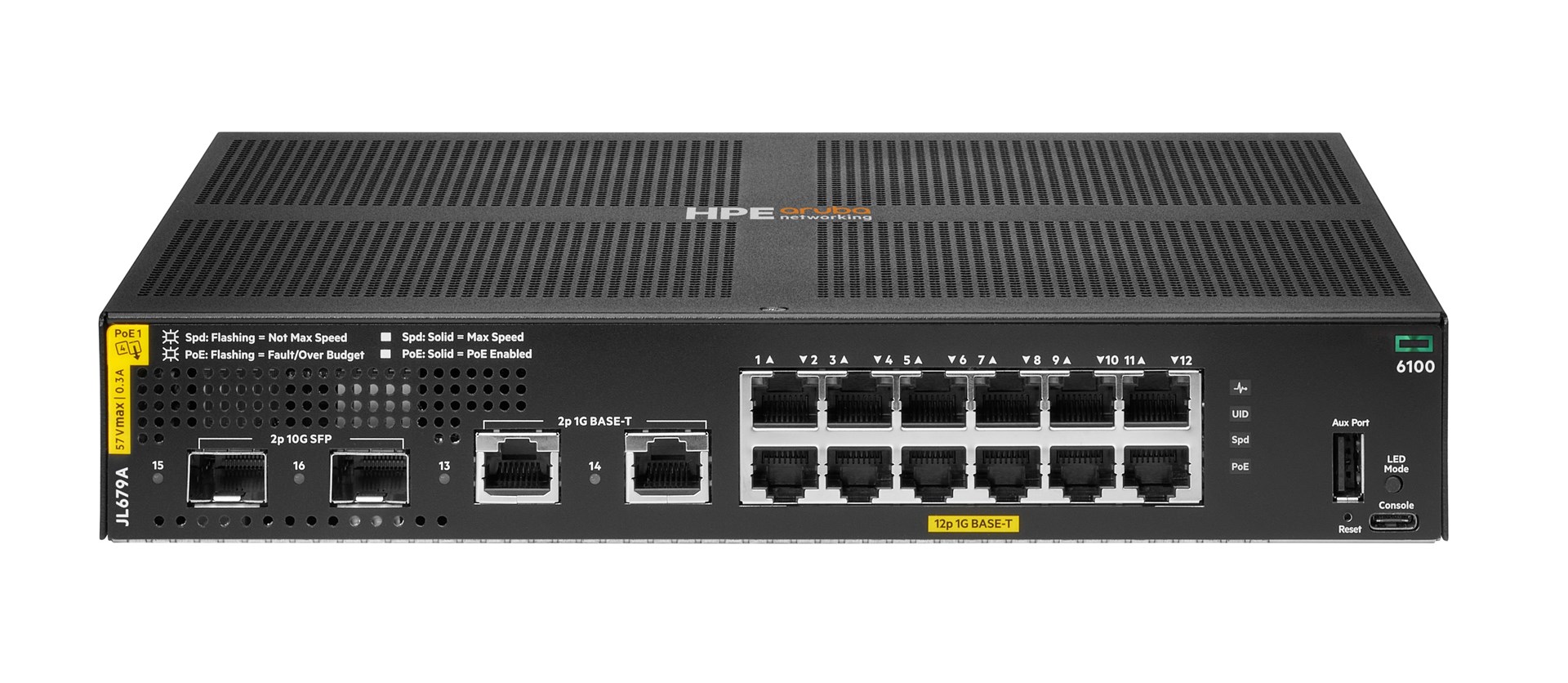 HPE Aruba 6100 Managed 12G 2SFP+ PoE+ 139W Switch