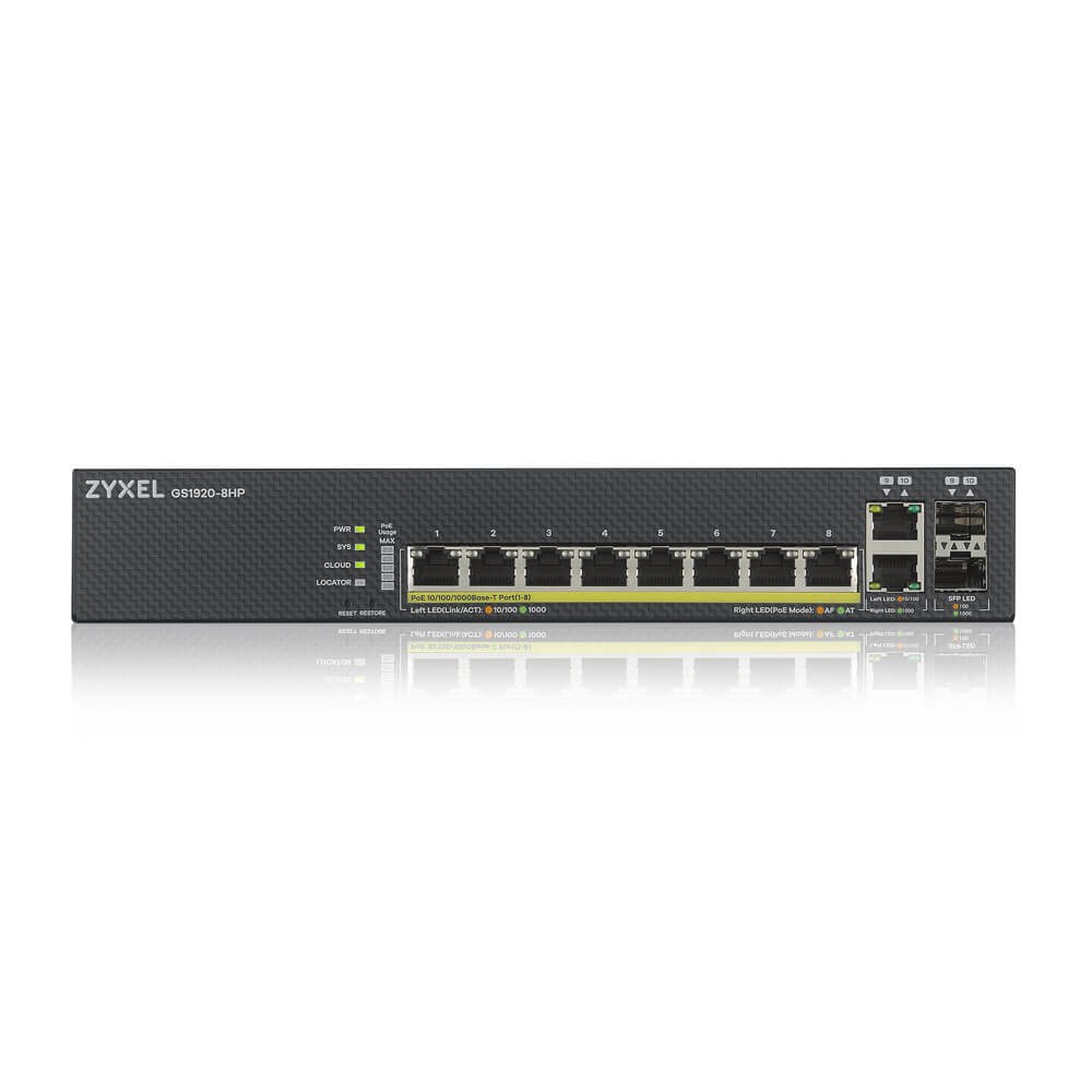 Switch Zyxel GS1920-8HP 10p PoE (PoE+: 8;) 130W Managed Gigabit - obrazek 3