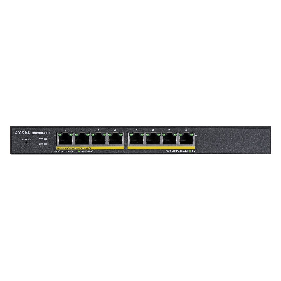 Switch Zyxel GS1900-8HP 8p PoE (PoE+: 8;) 77W Managed Gigabit - obrazek 3