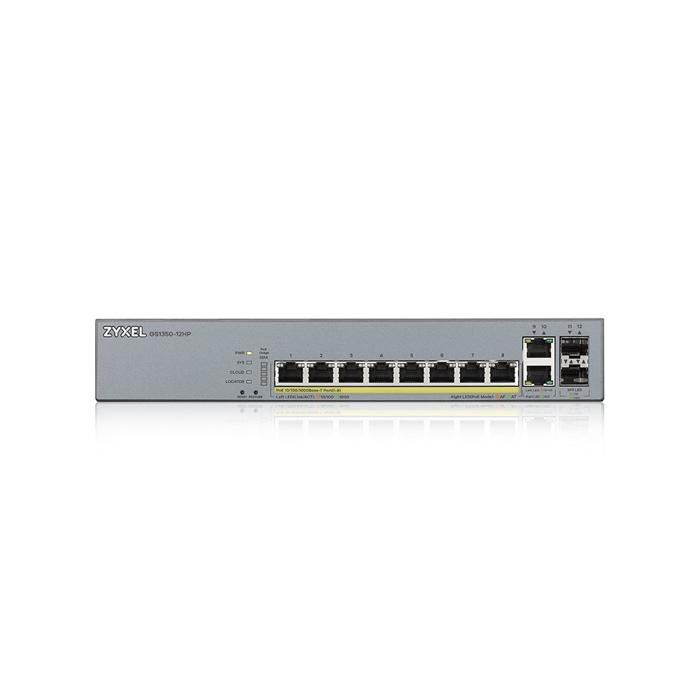 Switch Zyxel GS1350-12HP 12p PoE (PoE+: 8;) 130W Managed Gigabit - obrazek 3