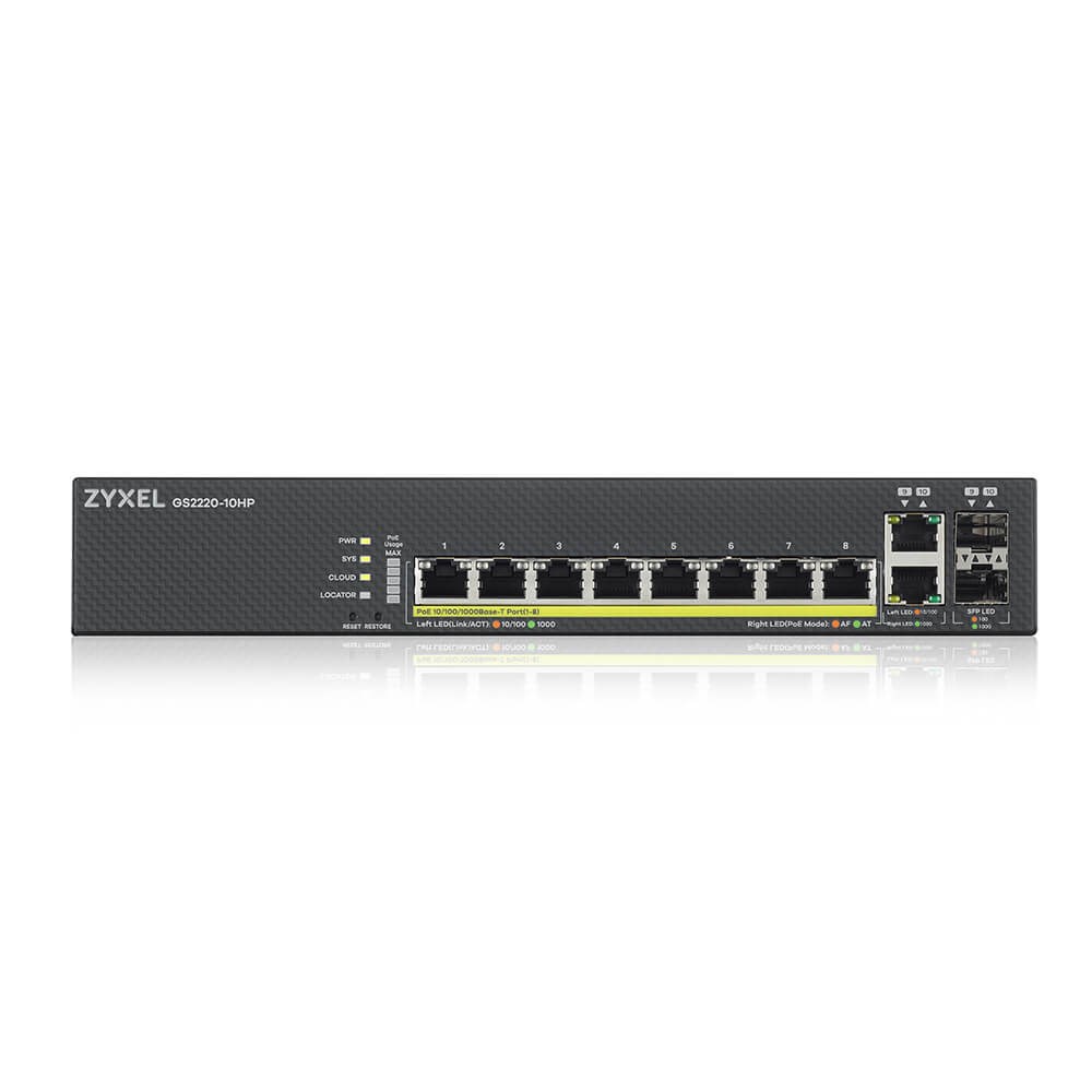 Switch Zyxel GS2220-10HP 10p PoE (PoE+: 8;) 180W Managed Gigabit - obrazek 3