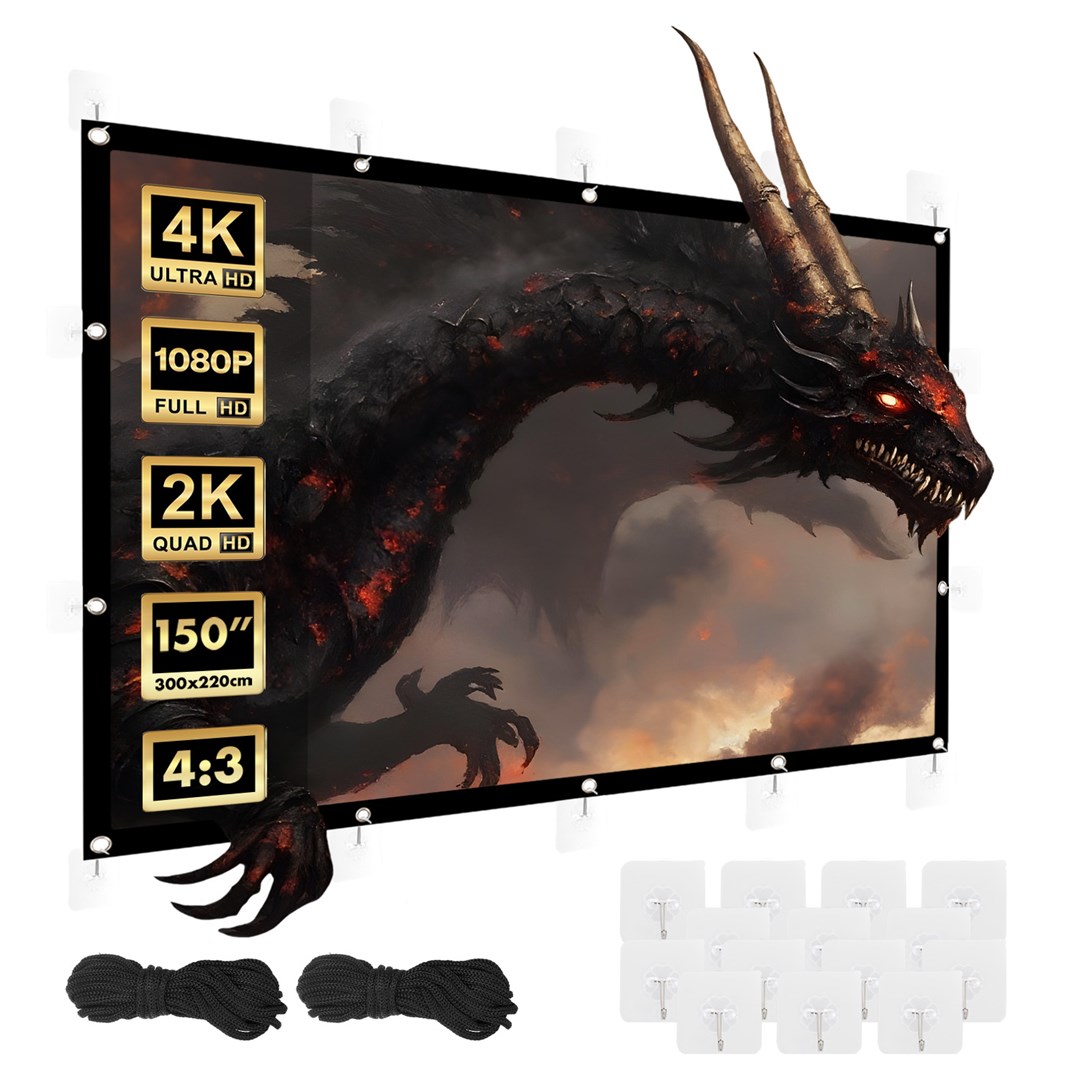 MACLEAN EKRAN PROJEKCYJNY, 150", 300X220CM, OBRAMOWANIE 25MM 4:3, HACZYKI DO NACIĄGU MC-168