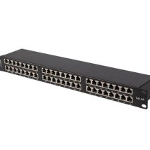 PATCH PANEL 48 PORT 1U 19″ KAT.6A FTP EKRANOWANY CZARNY LANBERG