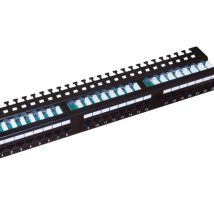 Patch panel A-LAN z półką, czarny PK013 (1U; 19″; kat. 5e; UTP; 24xRJ-45)